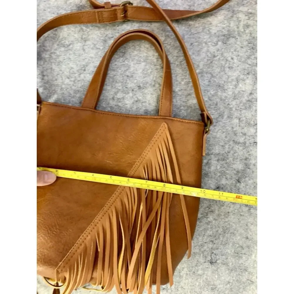 NWT GB Girls Boho Fringe Purse, Vegan Leather Boho Festival Bag Crossbody Adjust